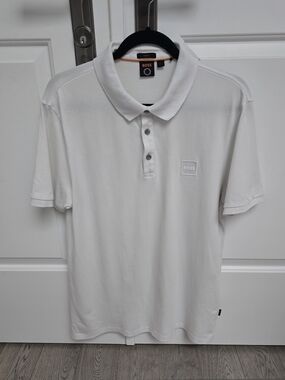 BOSS White Polo with Subtle Chest Logo